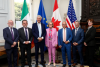 (L-R) Mick Gillooly, Interim CEO for Marine Institute; John Bell, Director for Healthy Planet, DG R&I, European Commission, Hein Pieper, Chairman of the Dutch water authority Rijn en IJssel, President of the European Union of Water Management Associations (EUWMA); Mairéad McGuinness, EU Commissioner for Financial Stability, Financial Services and the Capital Markets Union; Francois Houllier, President and CEO IFREMER; Steve Thur, Assistant Administrator for Research, NOAA; and Patricia Reilly, Chef de cabin