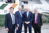 Taoiseach Micheál Martin, Minister of State Timmy Dooley, CEO of the Marine Institute Rick Officer and Chair of the Marine Institute board Martin Sisk on the background of the RV Tom Crean.  