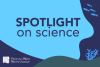 Spotlight on science blurb with branded colors and logos